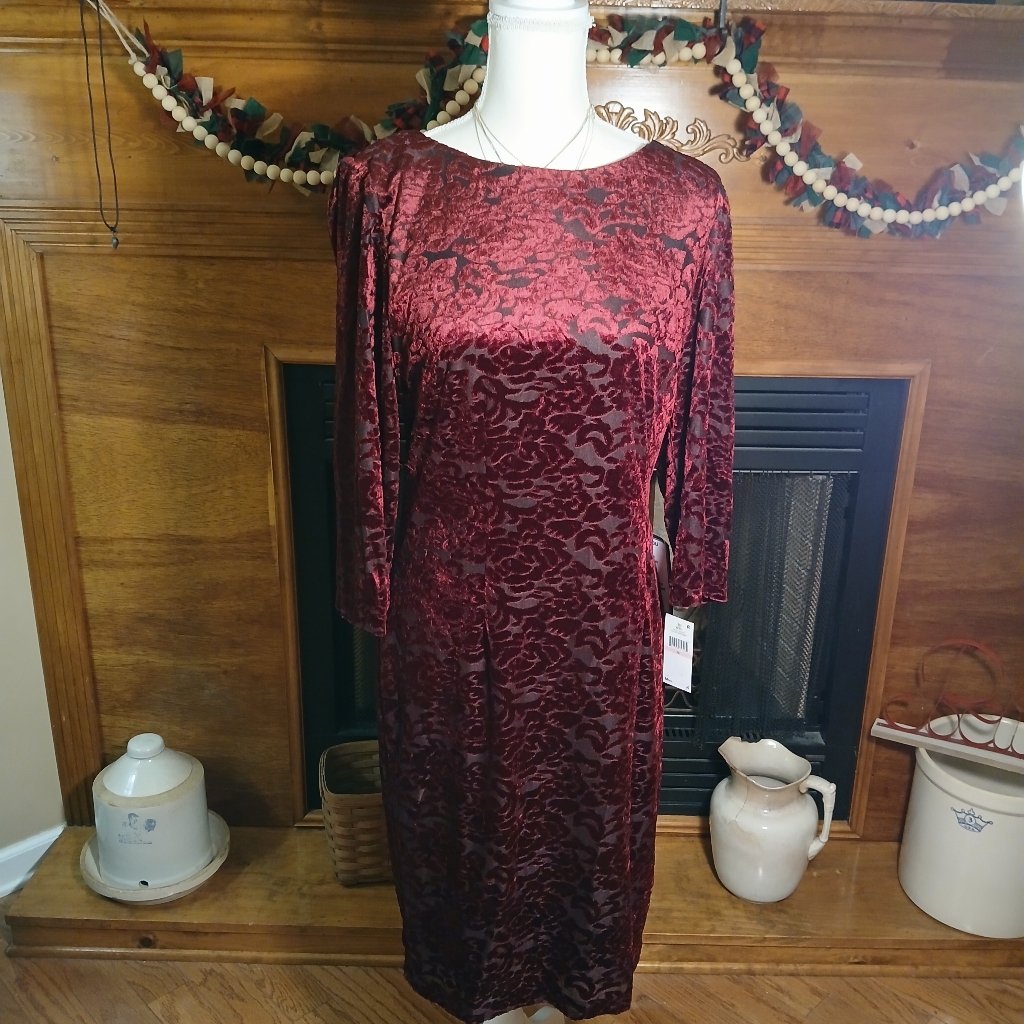 Slny Floral Lace/Burnout Velvet Dress